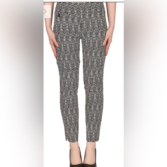 Joseph Ribkoff Pants - Joseph Ribkoff straight leg pull on pants black with white dots